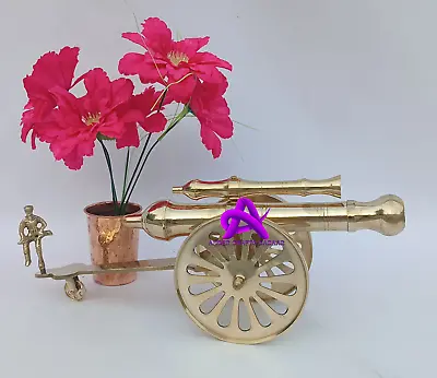 Indian Handcraft Vintage Pure Brass Miniature Canon Golden Colour 15  Inch • $153.48