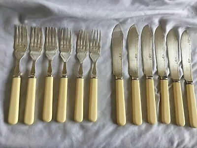 Vintage Silver Plated James Ryals Fish Set Of 6 Knives & Forks • £25