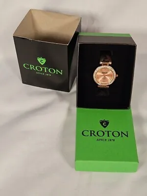 NIB Women's Croton Manhattan Watch Bronze Tone Rhinestone Bezel • $45