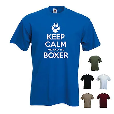 'Keep Calm And Walk The Boxer'. Mens Funny Pet Dog / Gift T-shirt.  S-XXL • £11.69