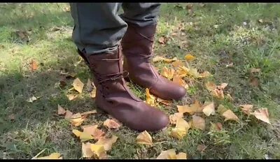 Brown Viking Medieval Boots Ren Faire Viking Boots Shoes Unisex  • $52