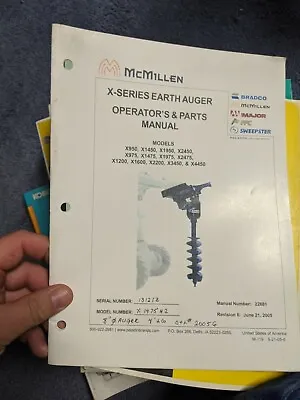 McMillen X-Series Earth Augers Operators & Parts Manual • $20