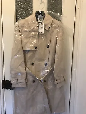 Ladies Mango Trench Coat Faux Leather Cream Large BNWT Faux Leather Trench Coat • £59.95