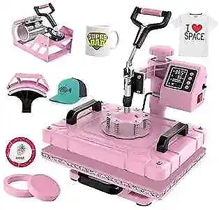  5 In 1 Heat Press Machine 12x15 Inch T-Shirt Pressing Machine 360° 5 In 1 Pink • $250.62