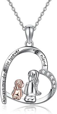 Mother Daughter Necklace Sterling Silver Daughters Necklace From Mom Love Heart  • $35.83