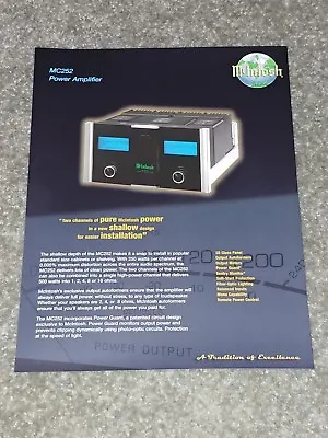 McIntosh MC252 Power Amplifier Original Sales Brochure • $14.95