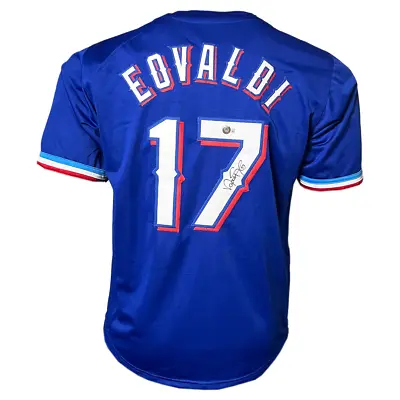 Nathan Eovaldi Signed Texas Blue Baseball Jersey (Beckett) • £123.49