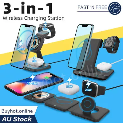 3 In 1 Wireless Charger Charging Station For Samsung Apple Watch Air Pods IPhone • $42.95