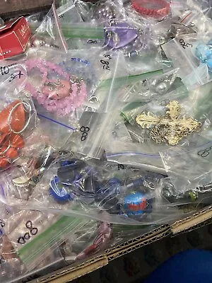 Mixed Lot Of  VINTAGE TO NOW Bulk Costume Jewelry Individually Bagged. WEARABLE • $22