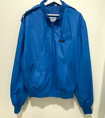 Members Only Jacket By Europe Craft Blue Bomber Windbreaker Mens Size 46L Pocket • $34.99