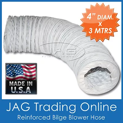 $31.59 • Buy 3M X 4  (100mm) DIAMETER REIFORCED FLEXIBLE BILGE BLOWER HOSE -Caravan/Boat/Vent