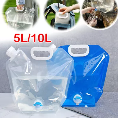 5L/10L Water Carrier Container Foldable Collapsible & Tap Camping Bottle Bag • £4.99