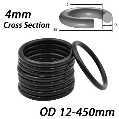 £1.79 • Buy NBR O-Ring 4mm Cross Section Seal Rubber Gasket OD 12-450mm Nitrile Rubber Black