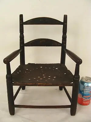 Antique 19C Miniature Painted Ladderback Arm Chair • $88