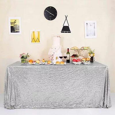 Rectangle Sequin Glitter Tablecloth Sparkly Table Cloth Cover Wedding Party  • $12.80