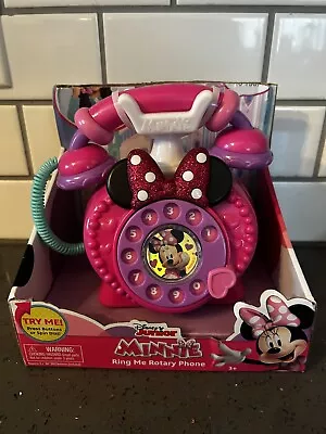 NEW Disney Junior Minnie Mouse Pink Sparkle Bow Ring Me Rotary Phone Toy NIB • $15.50