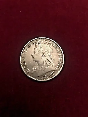 1895 BRITISH LARGE SILVER CROWN QUEEN VICTORIA DRAGON Slayer Antique Coin • $98