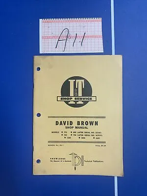 David Brown DB-1  I &T Service & Repair Manual Covers Models 770 780 880 990 • $18.89