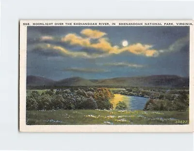 Postcard Moonlight Over The Shenandoah River Shenandoah National Park Virginia • $11.99