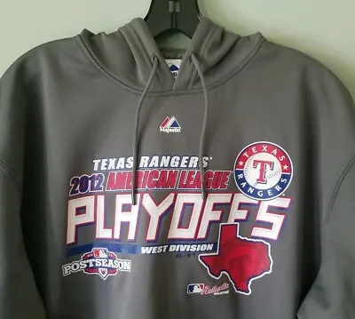 MLB Authentic Texas Rangers Hoodie 2012 Playoffs Grey Therma Sweatshirt Size M • $19.99