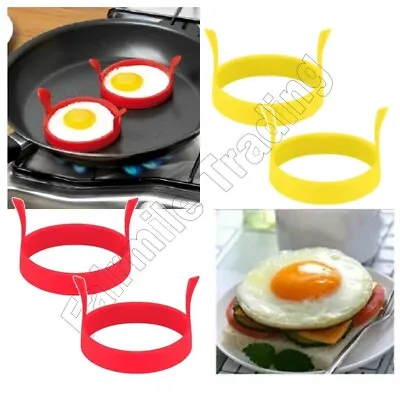 Silicone Egg Rings Fried Frying Pan Round Mould Pancakes Burger Onions Non Stick • £3.29