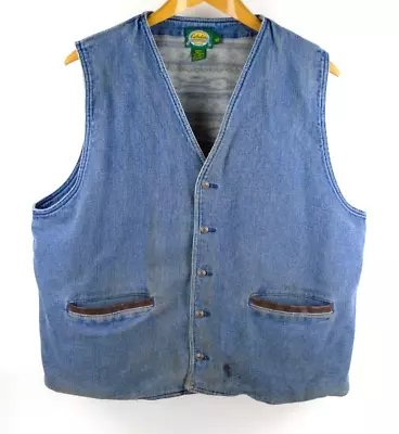 Cabela's Outdoor Gear Western Aztek Lined Vest Blue Button Up Sleeveless Large • $8.19