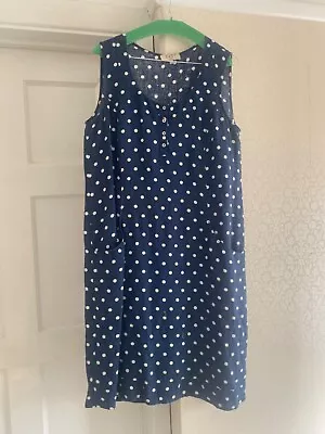 East Navy With White Spots Dress Sixe 10 • £4.99