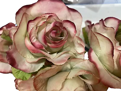 Vintage Millinery Silk Flower Rose 4  Raspberry Sage 1pc Made In Japan • $5.99