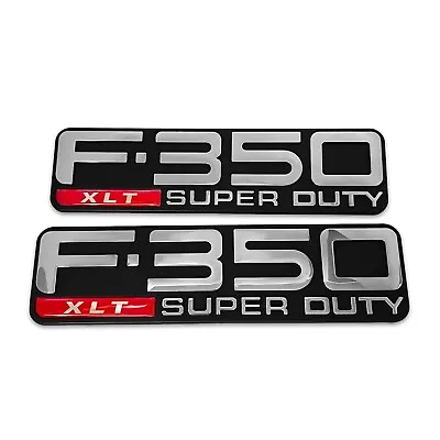 2X 99-04 F350 XLT Super Duty Logo Side Fender Badge Emblems (Chrome Red Black) • $30.99