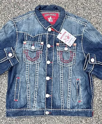 New True Religion Vintage Jimmy Super T Blue Denim Jean Jacket Size 2XL With Tag • $113.98