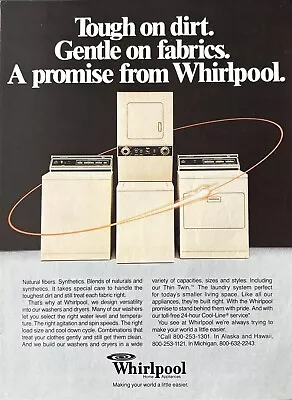 1983 WHIRLPOOL Washer & Drier Tough On Dirt Gentle On Fabrics Vintage PRINT A • $9.95