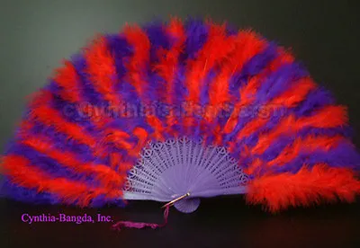 28 Leaves Red/Purple Mix Marabou Feather Fan A+ Quality • $14.49