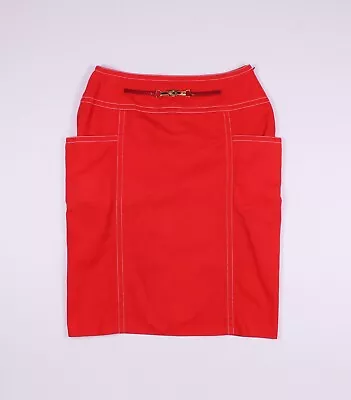 Vintage Celine Decorated Red Midi Straight Pockets Skirt Size 46 • $120