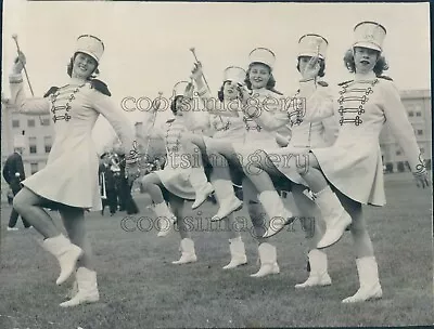 1957 Press Photo Drum Majorettes In Uniform W Batons Newton High School MA • $15
