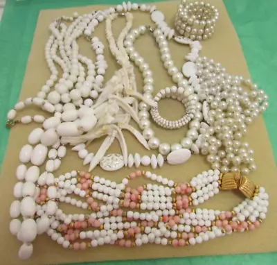 Vintage Lot Of Costume Jewelry In Shades Of White • $9.99