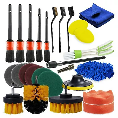 26pcs Car Detailing Brush Set Auto Interior Wheel Gap Drill Cleaning Tools Kit • $23.39