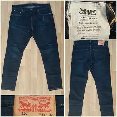 #24 Levi 520 Distressed Vintage Black Jeans W33 X L31 • £3