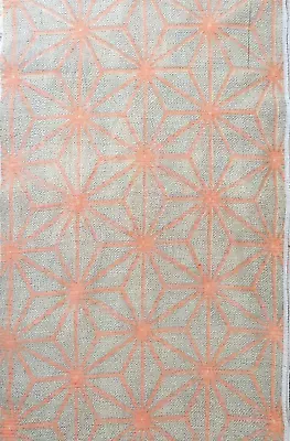 Japanese Vintage Kimono Fabric Asanoha Silk Blend Tsumugi Abstract 36cm 100cm • £9.99