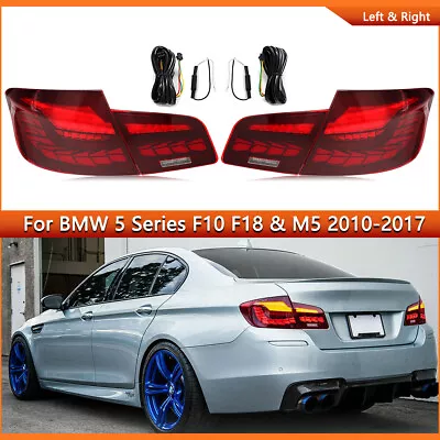 GTS LED Tail Lights Lamp Red Lens For 2011-17 BMW 5 Series F10 F18 M5 528i 550i • $246.04
