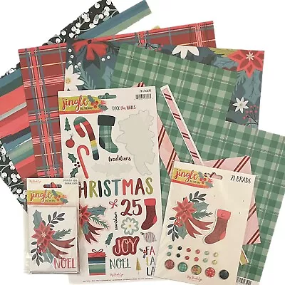 12”x 12” Christmas Scrapbook Paper ‘Jingle All The Way’ Stickers Brads Plus READ • $14.99