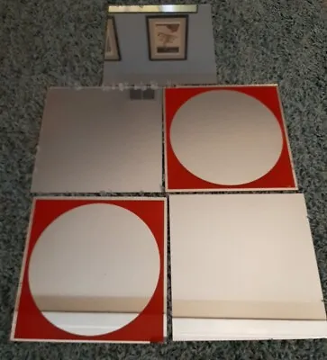Vintage Set Of 5 Red Circle Mirror Tiles 12x12 Retro Wall Mount Glass Midcentury • $49.95
