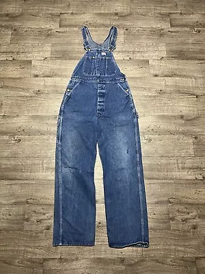 VINTAGE Dickies Bib Overalls Men 36X34 Blue Carpenter Jean Denim USA Made • $23.50