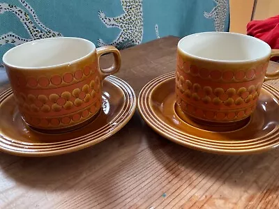 Two Hornsea Saffron Tea Cups/ Coffe Cups With Saucers • £4