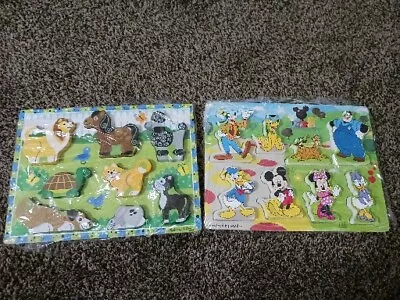 2 Melissa & Doug CHUNKY Puzzles  Animals And Disney  • $8.99