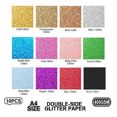 10 PCS A4 Glitter Card 400gsm Double Sided Non Shed DIY Arts Crafts Paper Sheet • £3.99