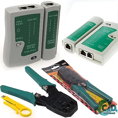 £11.95 • Buy RJ45 Network LAN Cat5e Cat6 Ethernet Patch Cable Tester Cutter Crimping Tool Kit