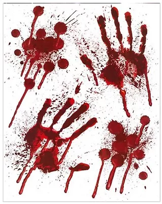 Handprints HALLOWEEN WINDOW STICKERS DECORATION BLOOD PARTY BLOODY IT Hands Fake • £2.49