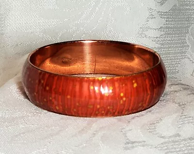 Vintage Matisse Renoir Enamel And Copper Red Yellow Speckled Bangle Bracelet • $24.50