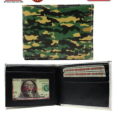 Woodland Camouflage Military Leather Bi-Fold Bifold Wallet • $9.47