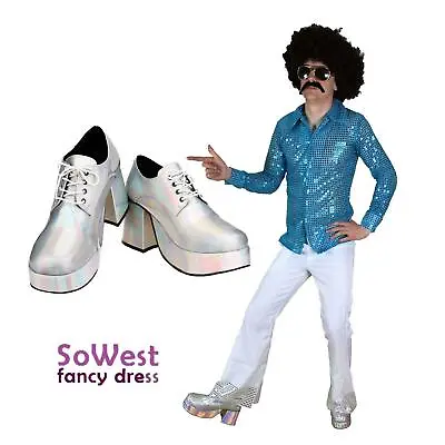 Fancy Dress Mens Costume 70s 1970s Shoes Rock Disco Nights Shirt & Flares Suit • £18.99